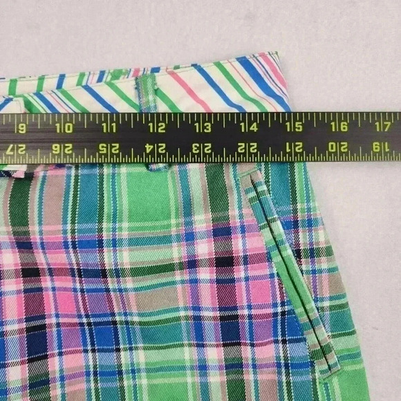 Lady Hagen Women Golf Shorts Size 4 Preppy Plaid Bright Green Pink Blue - Picture 12 of 14